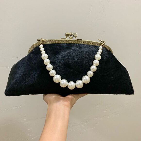 Laurie's Collection Handbags - Handsewn Real Hair-on-horsehide Double Kiss-lock Clutch/Shoulder bag/Crossbody